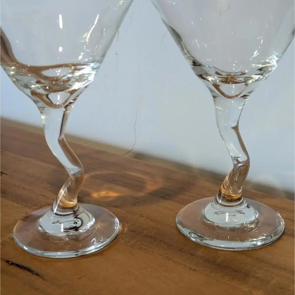 Vintage Libbey Z-stem squiggly wavy martini cocktail glasses - Picture 3 of 5